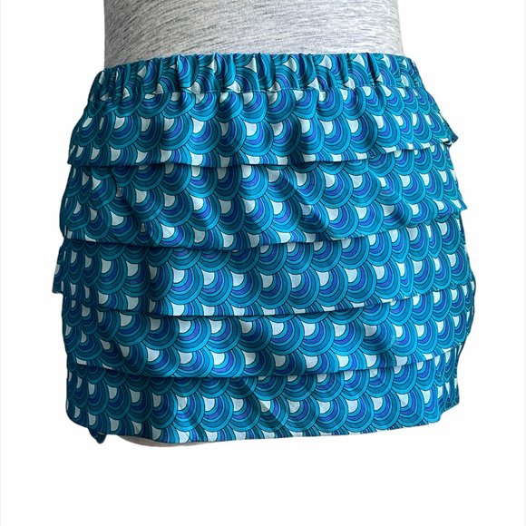 NWT Michael Kors tiered ruffle mini skirt NWT Caribbean Sea 6p - Picture 1 of 10